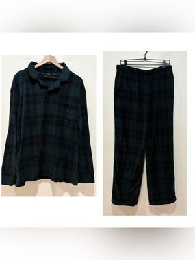 Skims Green & Black Plaid Flannel Pajama Set - Pants & Shirt - Men’s Size Large